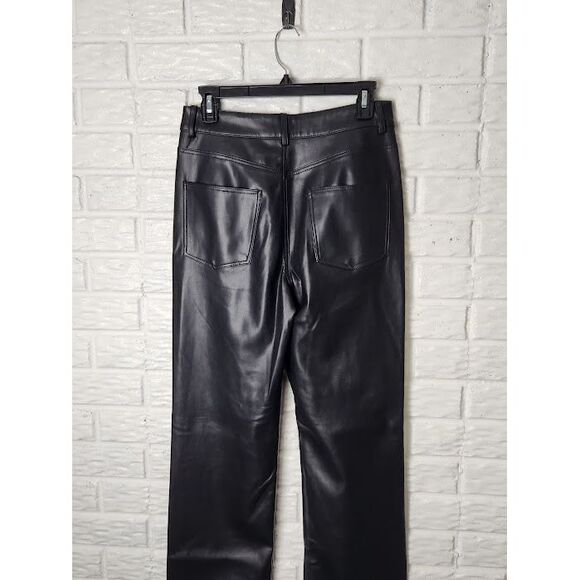 Zara Black Faux Leather Pants Straight High Rise Size 4 US 36 EUR Polyurethane - Picture 2 of 8